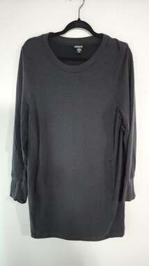 Athleta Cozy Karma Dress Charcoal Gray Sweatshirt Tunic XL w Pockets Thumbholes